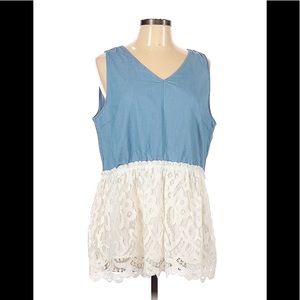 Top - sleeveless top XL beautiful style boho or western New! Pretty lace